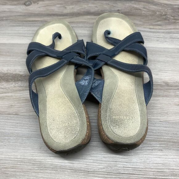 Merrell Womens Cross Mood Indigo Strappy Slip On Wedge Sandals Size 9 40 - Picture 5 of 11